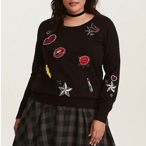 Torrid Black Patches Sweater